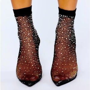 Black Rhinestones Pump Heel Tacón Oscuro Con Pedrería